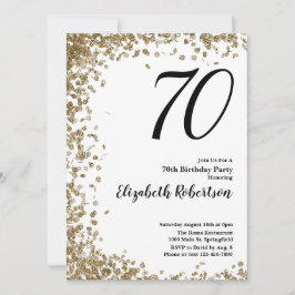 Elegant 70th Birthday Invitation With Gold Sequins Inbjudningar