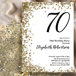 Elegant 70th Birthday Invitation With Gold Sequins Inbjudningar