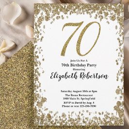 Elegant 70th Birthday Invitation With Gold Sequins Inbjudningar