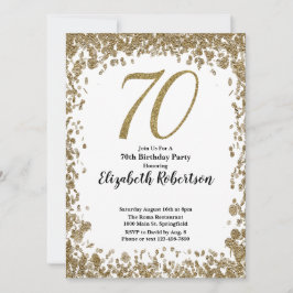 Elegant 70th Birthday Invitation With Gold Sequins Inbjudningar