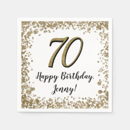 Elegant 70th Birthday Napkins Gold and Black Pappersservett
