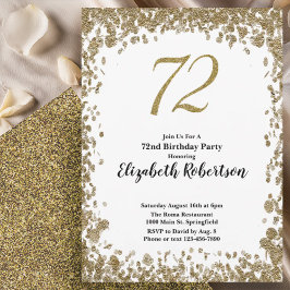 Elegant 72nd Birthday Invitation With Gold Sequins Inbjudningar