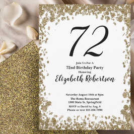 Elegant 72nd Birthday Invitation With Gold Sequins Inbjudningar