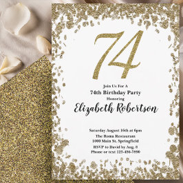 Elegant 74th Birthday Invitation With Gold Sequins Inbjudningar