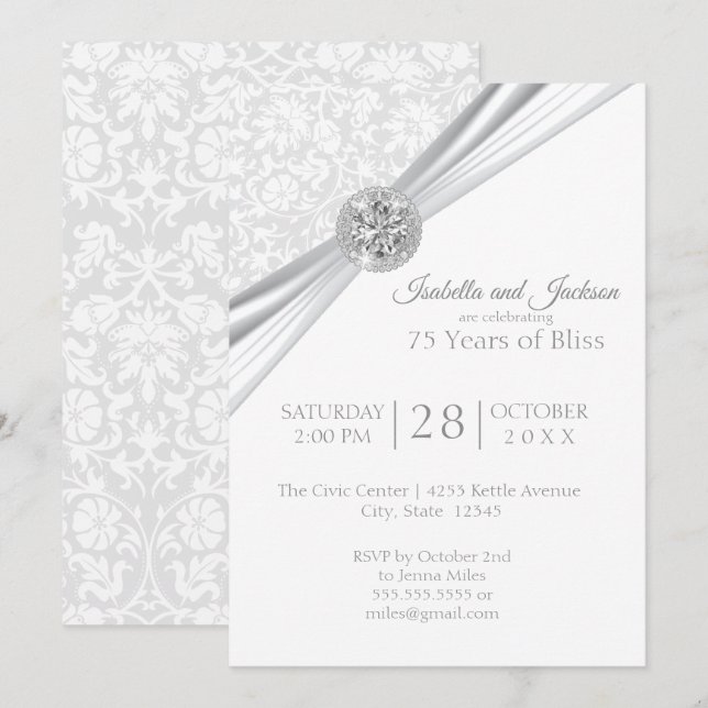 Elegant 75/60 Diamantjubileumsdesign Inbjudningar (Fram/baksida)
