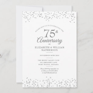 Elegant 75-års bröllopsjubileumskonfetti inbjudningar