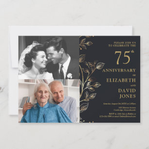 Elegant 75-årsdag 2 Foto Inbjudningar