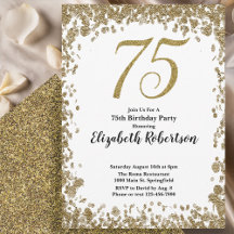 Elegant 75-årsfirande med vita och gyllene paljett