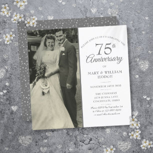 Elegant 75-årsjubileum Bröllopsfoto Kvadrat Inbjudningar