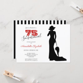 Elegant 75:e Birthday Red/Black 75 & SENSATIONAL I Inbjudningar