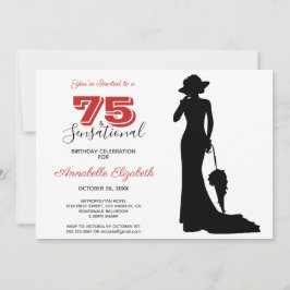 Elegant 75:e Birthday Red/Black 75 & SENSATIONAL I Inbjudningar