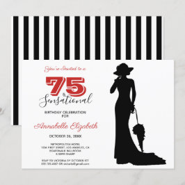Elegant 75:e Birthday Red/Black 75 & SENSATIONAL I Inbjudningar