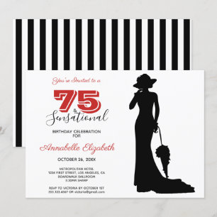 Elegant 75:e Birthday Red/Black 75 & SENSATIONAL I Inbjudningar