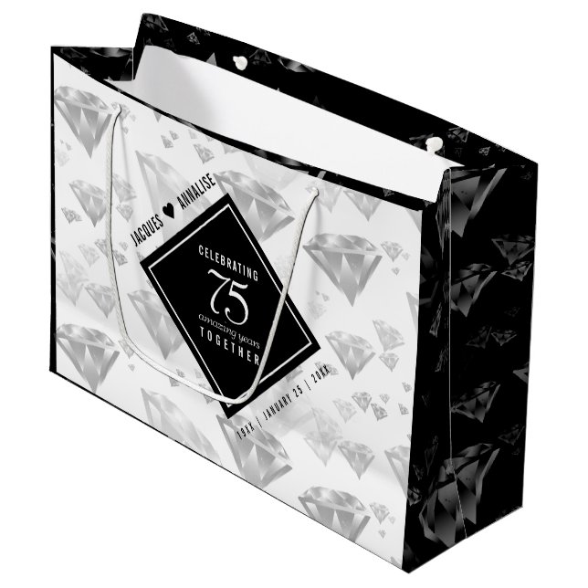 Elegant 75:e Diamond Bröllop-årsdagen (Framsidan Vinklad)