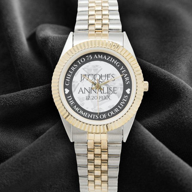 Elegant 75:e Diamond Bröllop-årsdagen Armbandsur (Elegant 75th Diamond Wedding Anniversary Wristwatch Cover Photo)