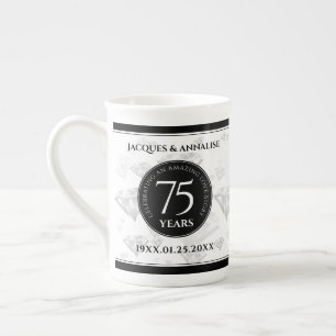 Elegant 75:e Diamond Bröllop-årsdagen Benporslin Mugg