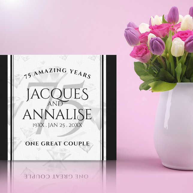 Elegant 75:e Diamond Bröllop-årsdagen Canvastryck (75th Diamond Wedding Anniversary Canvas Print Cover Photo.)