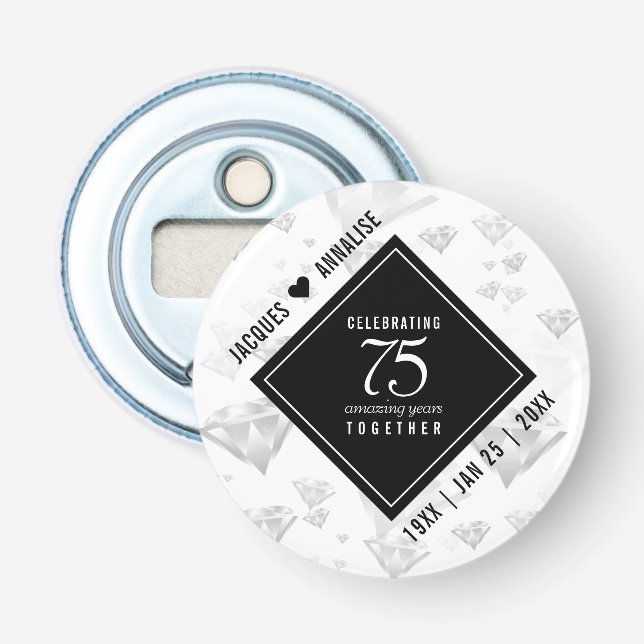 Elegant 75:e Diamond Bröllop-årsdagen Flasköppnare (Framsidan)