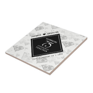 Elegant 75:e Diamond Bröllop-årsdagen Kakelplatta