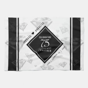 Elegant 75:e Diamond Bröllop-årsdagen Kökshandduk