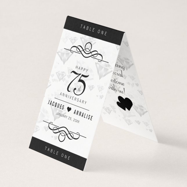 Elegant 75:e Diamond Bröllop-årsdagen Kort (Framsida)
