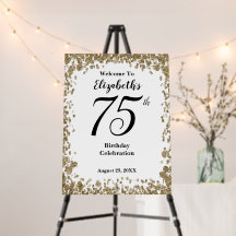 Elegant 75:e födelsedagsinbjudan med säten i Guld