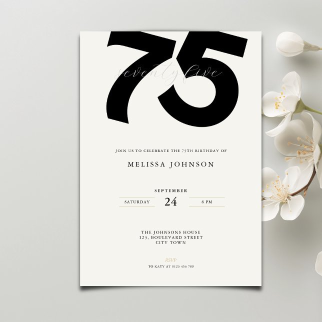 Elegant 75th Birthday Invitation - Minimal Style Inbjudningar (Skapare uppladdad)