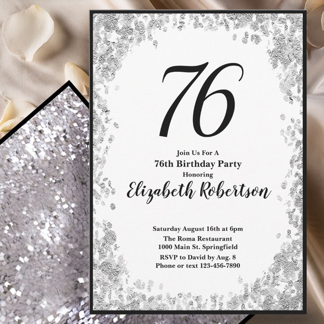 Elegant 76-års inbjudan till henne i silver (Skapare uppladdad)