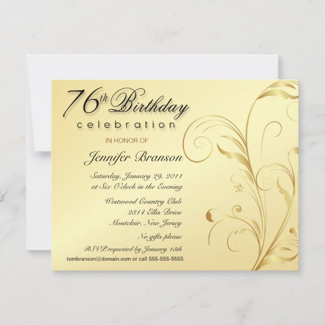 Elegant 76:e inbjudan till födelsedagspartiet (Framsida)