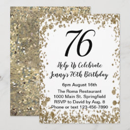 Elegant 76th Birthday Invitation in black and gold Inbjudningar
