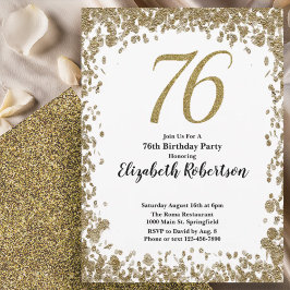 Elegant 76th Birthday Invitation With Gold Sequins Inbjudningar
