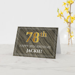 Elegant 78:e födelsedagen: Faux Wood, Faux Guld lo Kort
