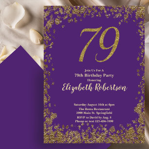Elegant 79:e Födelsedag Purple Gold Inbjudningar