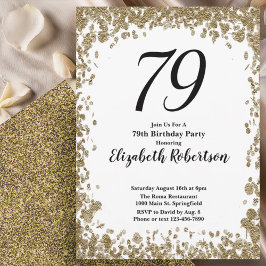 Elegant 79th Birthday Invitation With Gold Sequins Inbjudningar