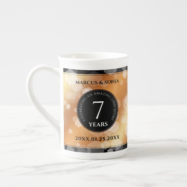 Elegant 7:e-kopparårsdagen Bröllop Firande Benporslin Mugg (Vänster)