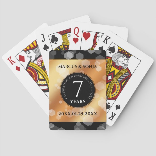 Elegant 7:e-kopparårsdagen Bröllop Firande Casinokort (Baksidan)