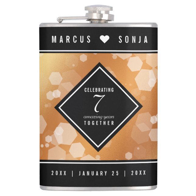 Elegant 7:e-kopparårsdagen Bröllop Firande Fickplunta (Framsidan)