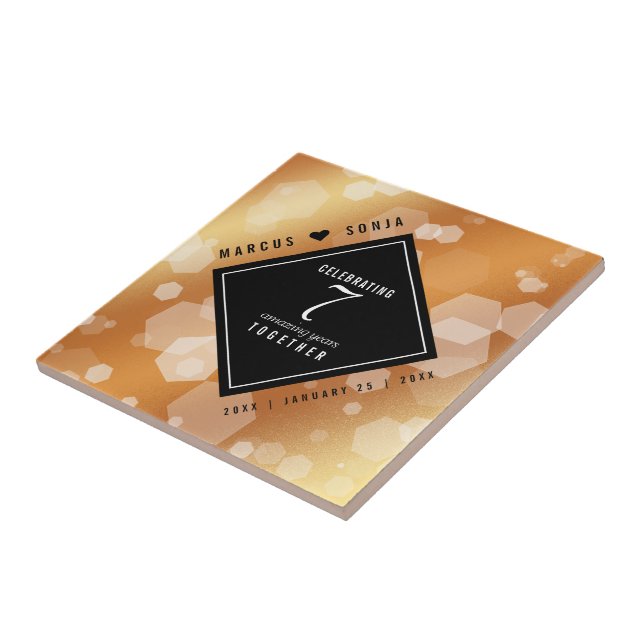 Elegant 7:e-kopparårsdagen Bröllop Firande Kakelplatta (Sidan)