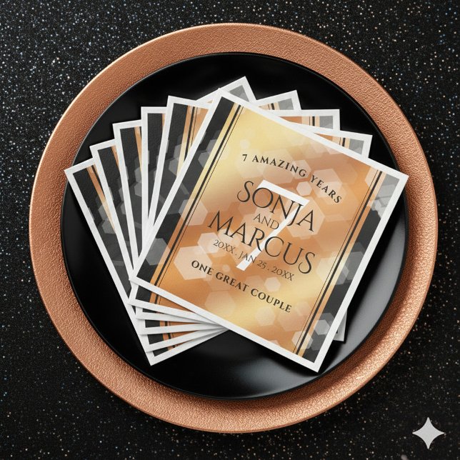 Elegant 7:e-kopparårsdagen Bröllop Firande Pappersservett (Elegant 7th Copper Wedding Anniversary Napkins Cover Photo)