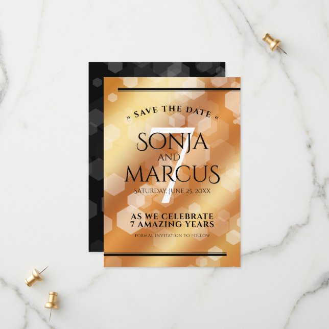 Elegant 7:e-kopparårsdagen Bröllop Firande Spara Datumet (Fram/Back In Situ)