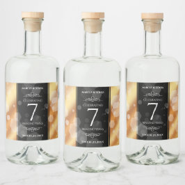 Elegant 7:e kopparbröllopsfirande spritflaskor etikett