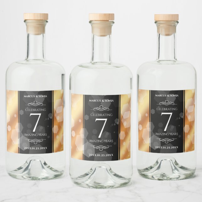 Elegant 7:e kopparbröllopsfirande spritflaskor etikett (Flaskor)