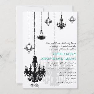 Elegant 7 Svart chandeliers Bröllop Inbjudningar