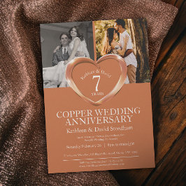 Elegant 7th Copper Wedding Anniversary Inbjudningar