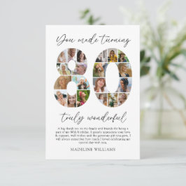 Elegant 80-års födelsedags fototackkort tack kort