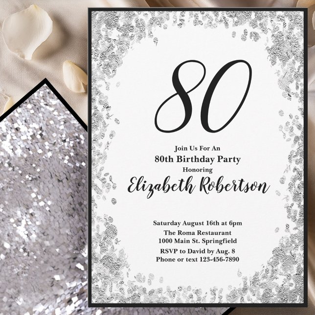 Elegant 80-års födelsedagsinbjudan till henne i si inbjudningar (Skapare uppladdad)