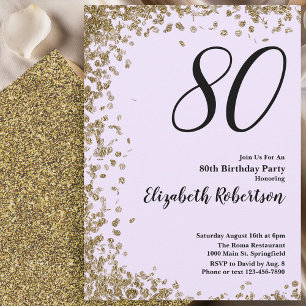 Elegant 80-års inbjudan Guldglitter