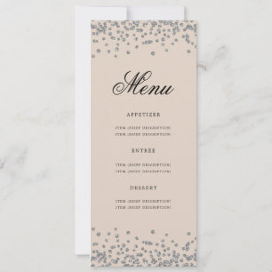 Elegant 80-årsdagmeny Silver Konfetti Beige  Inbjudningar