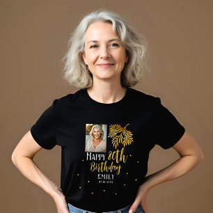 Elegant 80-årsfirande Guldblad Foto Fest T Shirt