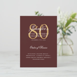 Elegant 80-årsfirande Program Guld Burgundy Meny